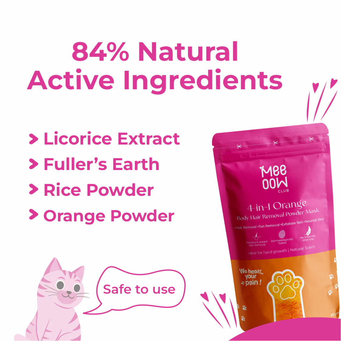 4-in-1 Turmeric Bikini Hair Removal Wax Powder Mask | Fee Delivery